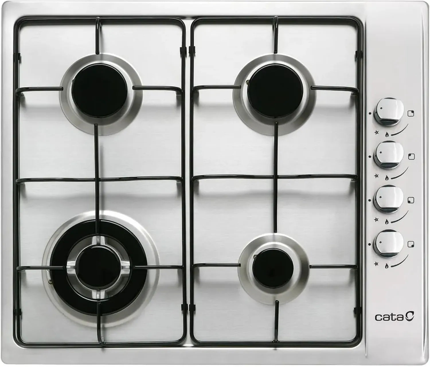 CATA Table de Cuisson Gaz 4 Feux Émail, Allumage Électrique, Sécurité, Gaz Naturel, 58 cm, 8kW