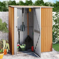 Cabane de Jardin en Acier Galvanisé Effet Bois 180,5x97x209,5 cm, Stockage Extérieur pour Outils