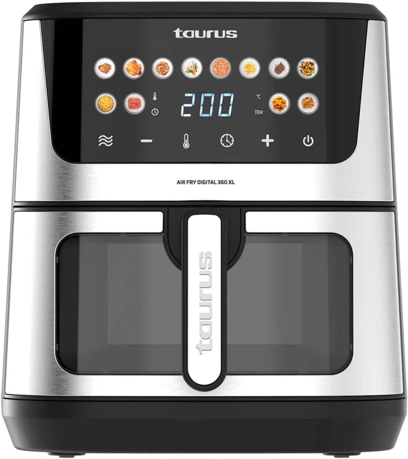 Taurus - Friteuse à Air Digital 360 XL 2100W, 8L, 12 Programmes, Écran Tactile, Préchauffage, Intérieur Métal, Sans BPA ni PFOA