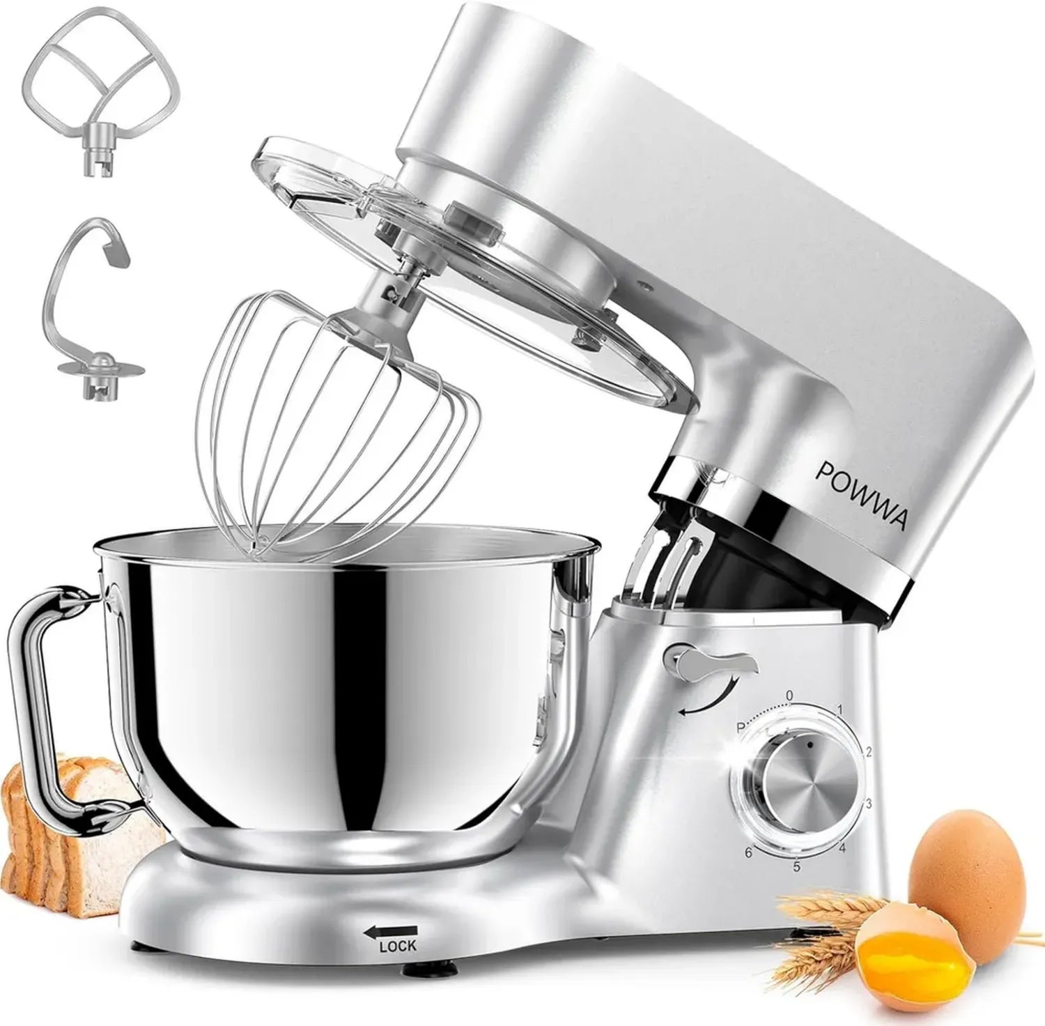 Robot Pâtissier 1500W Multifonction, Pétrin Professionnel Silencieux avec Bol 6,2L et Accessoires