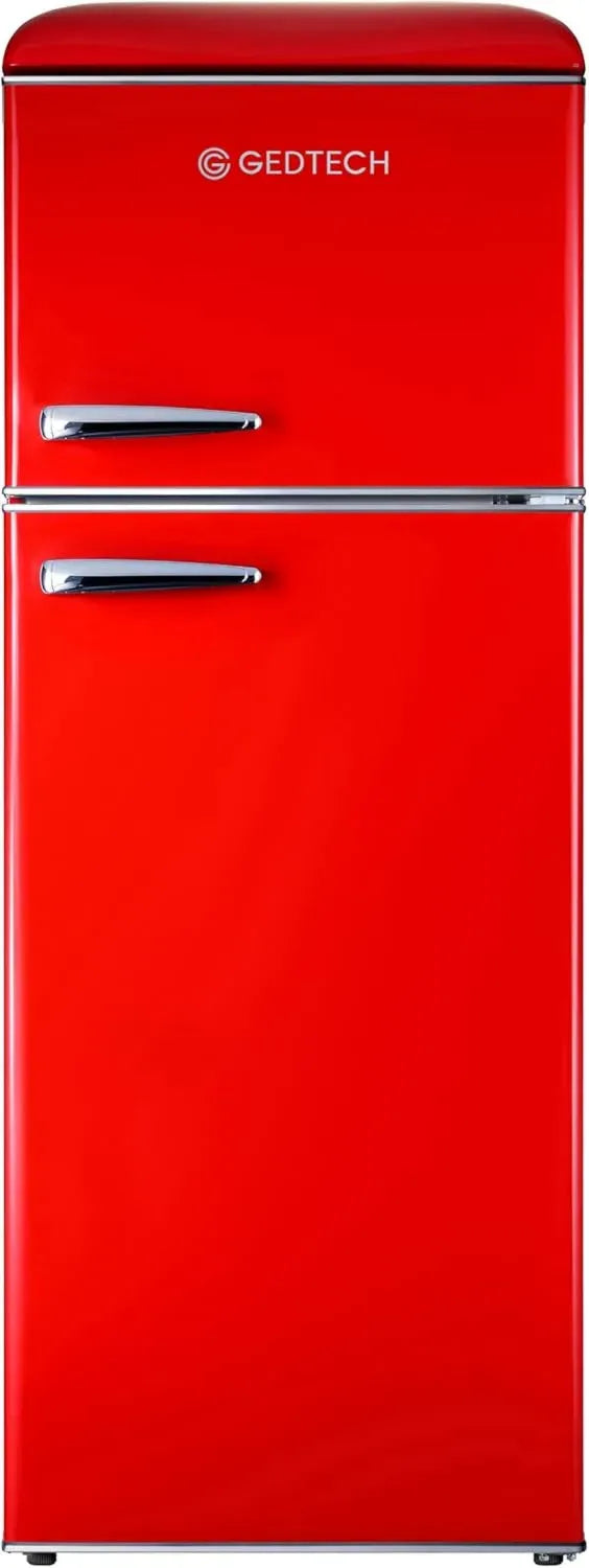Réfrigérateur rétro GEDTECH double porte 215L - Congélateur supérieur - Rouge - Économique