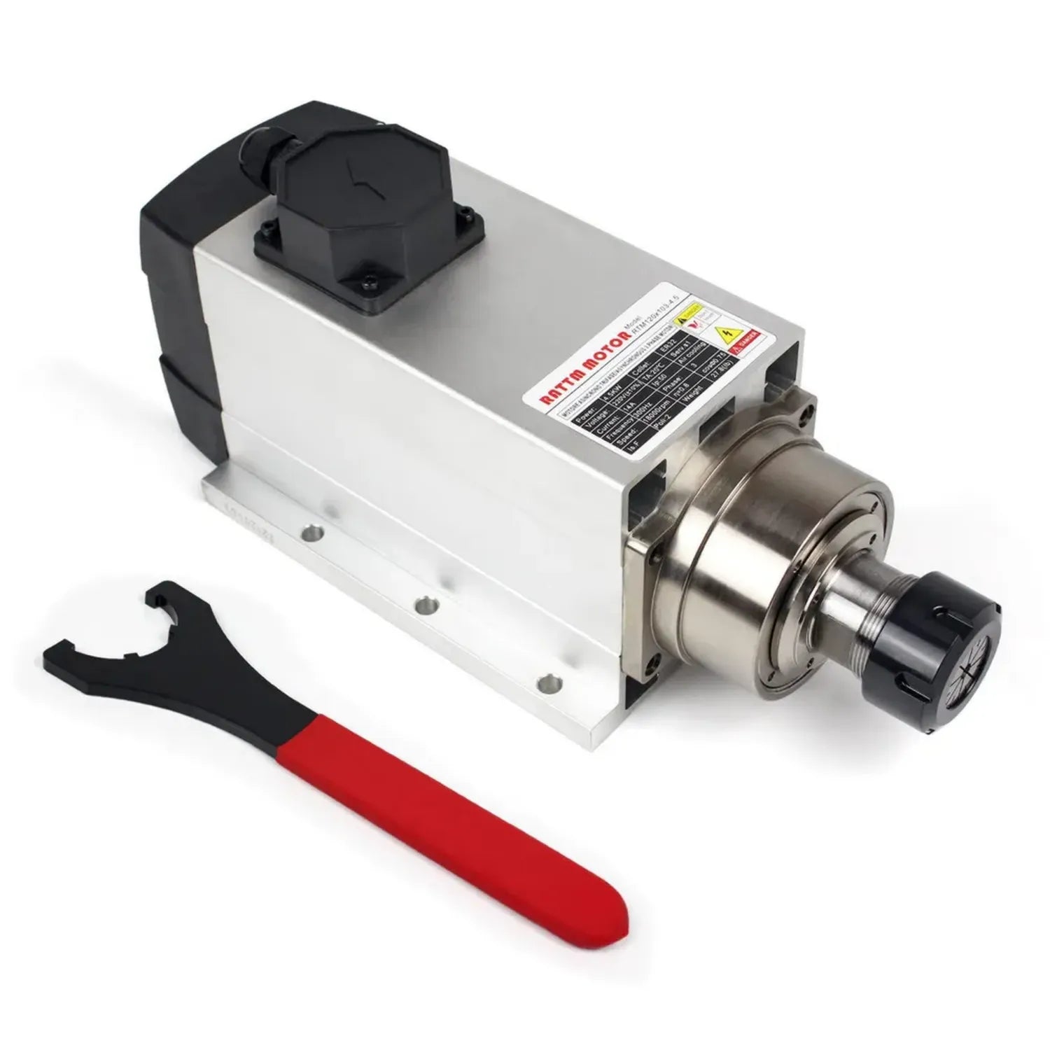 Moteur de Broche CNC 4,5 kW Refroidi par Air, 18 000 tr/min, Bride Carrée ER32, 4 Roulements, 220V 300Hz