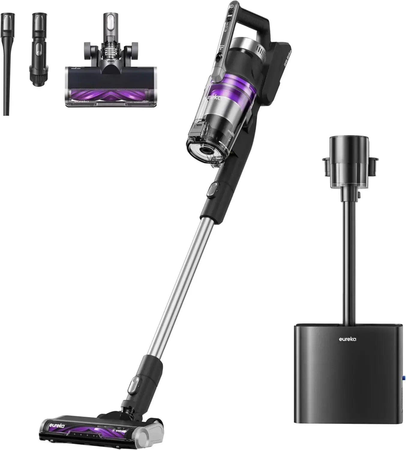 Aspirateur Balai Eureka Elite sans Fil, 24000 Pa, Vidage Automatique 3L, Brosse Anti-Enchevêtrement, 60 Min d'Autonomie