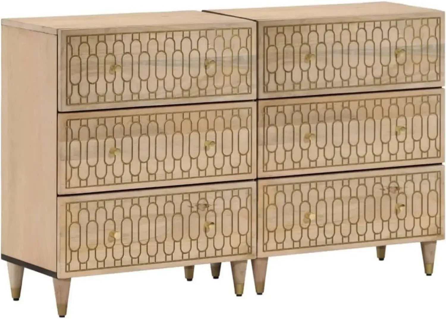 Buffet rétro en bois massif avec motif floral sculpté, 60 x 33 x 75 cm