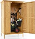 Abri de Jardin en Bois avec Toit en Asphalte, Armoire Extérieure avec 3 Étagères et Verrou, 5 Crochets Métalliques