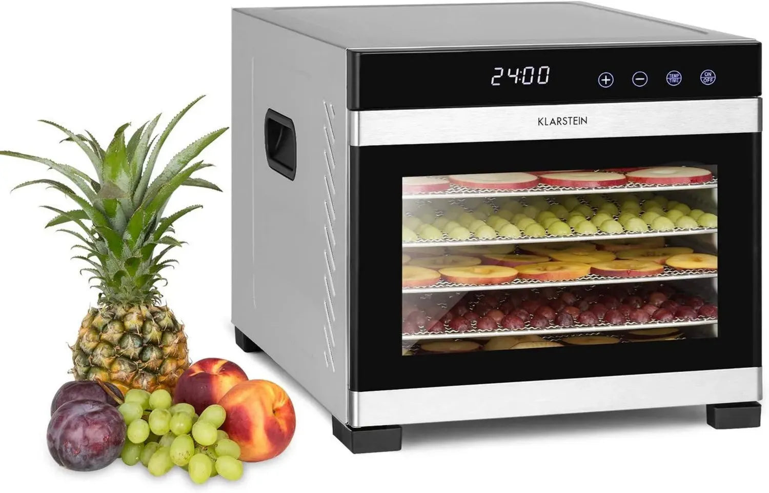 Déshydrateur Alimentaire Klarstein, 6 Plateaux, Température Ajustable 35-75°C, Écran LCD Tactile, Minuterie 30 min à 24 h