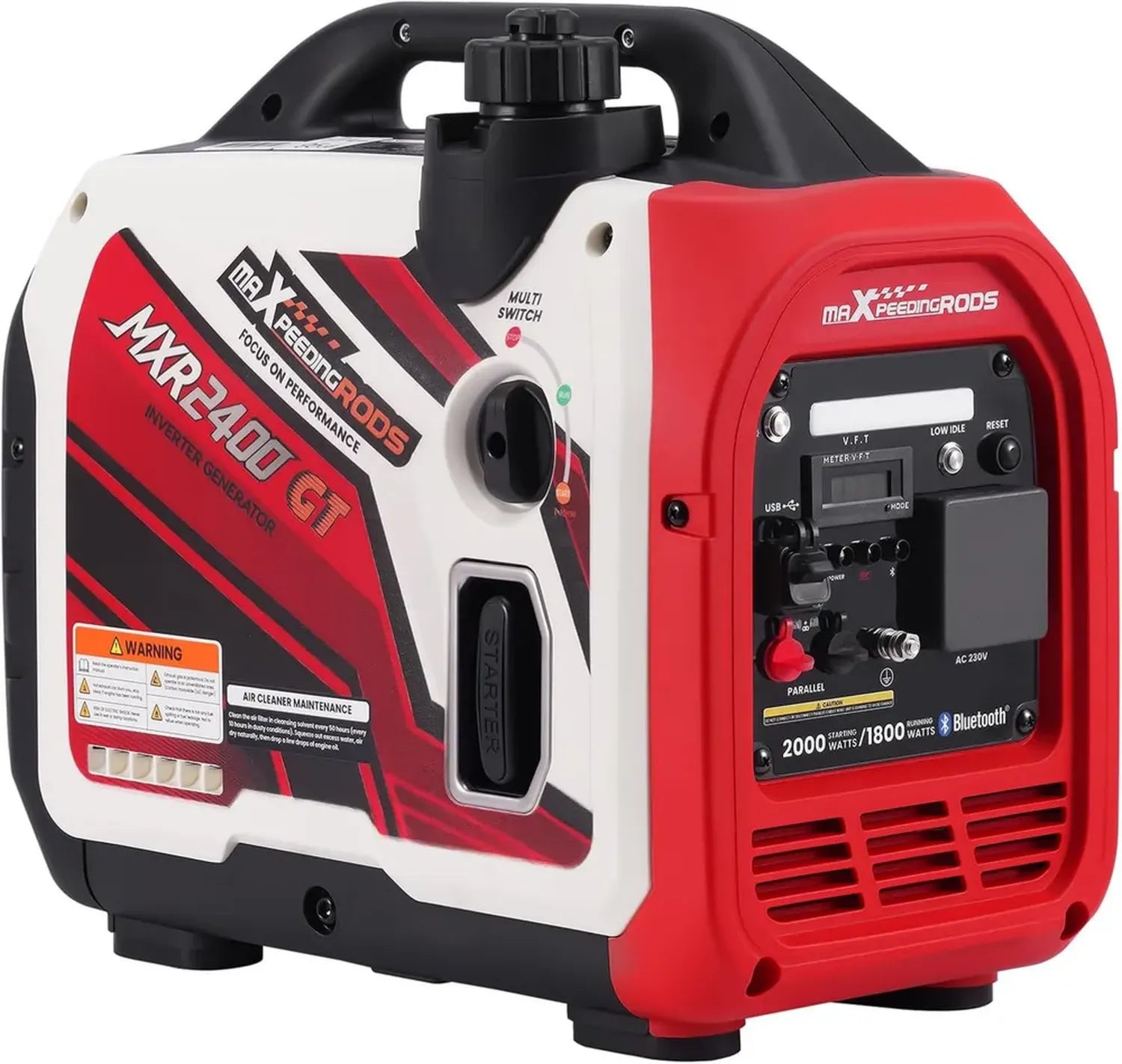 Générateur Inverter 2400 W à Essence maXpeedingrods, Contrôle Bluetooth®, Ultra Léger 15 kg pour Camping Extérieur