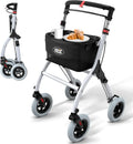 Déambulateur Intérieur Pliable Léger Stable avec Roues Silencieuses Antidérapantes pour Seniors - Blanc