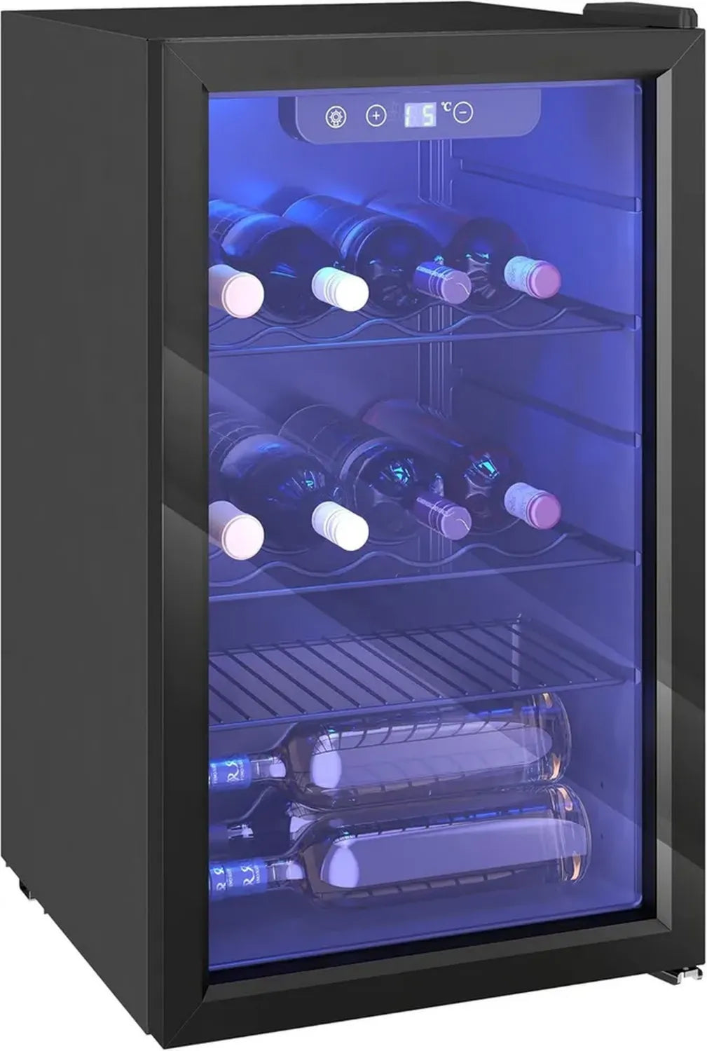 Cave à Vin 24 Bouteilles, 68L Réglable 4-16°C, Double Porte en Verre, Éclairage LED