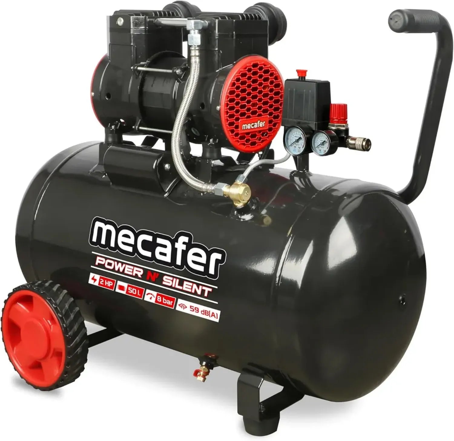 Compresseur Silencieux Mecafer 50L 2HP 8 Bar Haute Performance