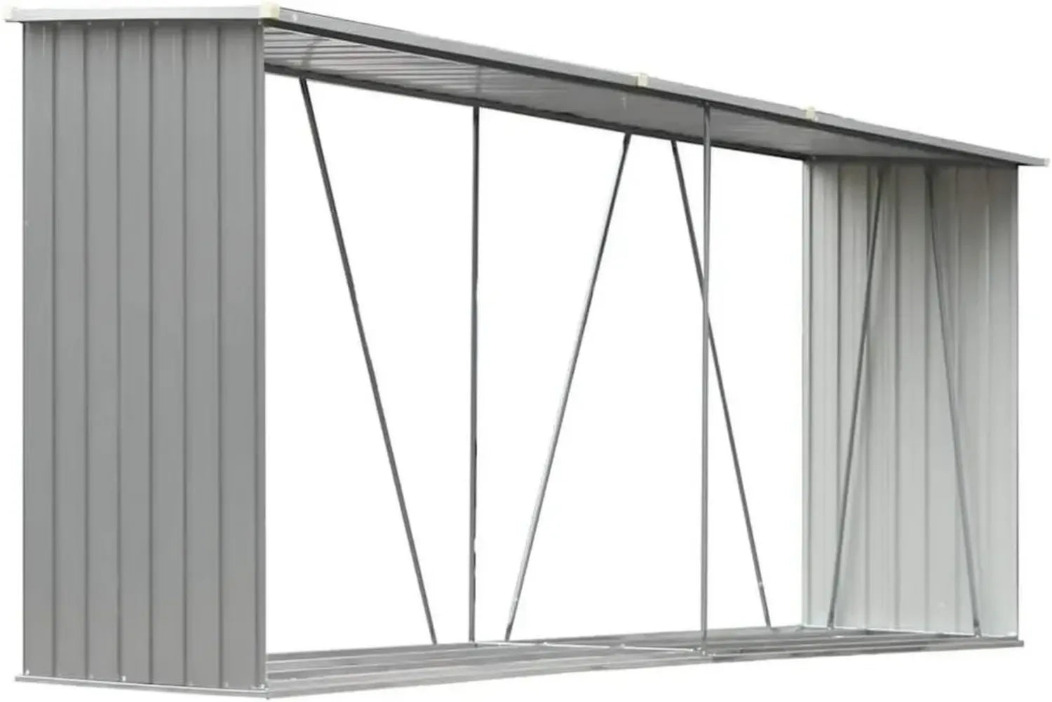 Abri de Rangement en Acier Galvanisé pour Bois 330x84x152cm Gris