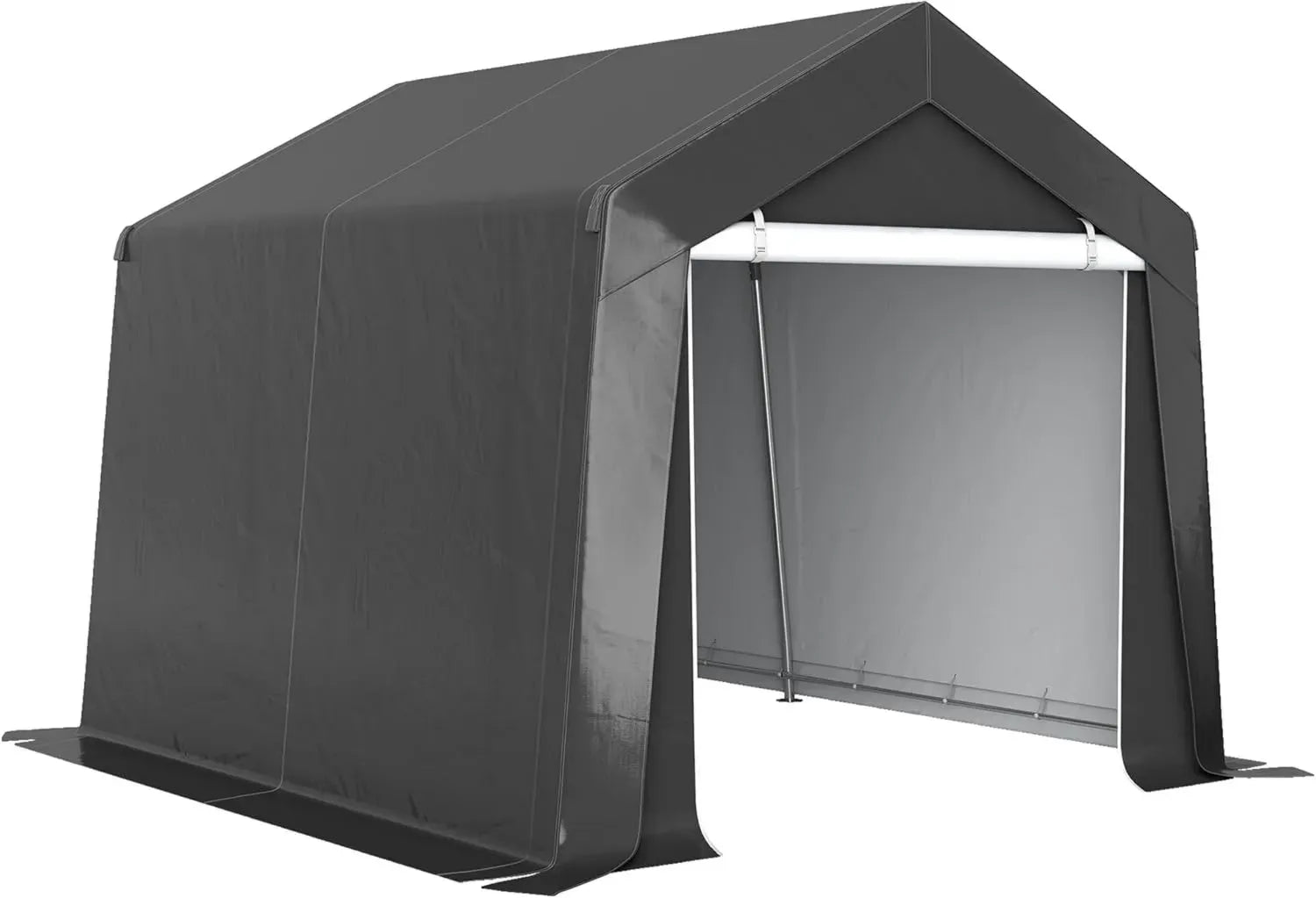 Abri de Jardin Outsunny 3x3m, Tente de Stockage Imperméable Anti-UV, Armature Acier Galvanisé, Grande Porte, Garage Vélo Extérieur, Gris Foncé