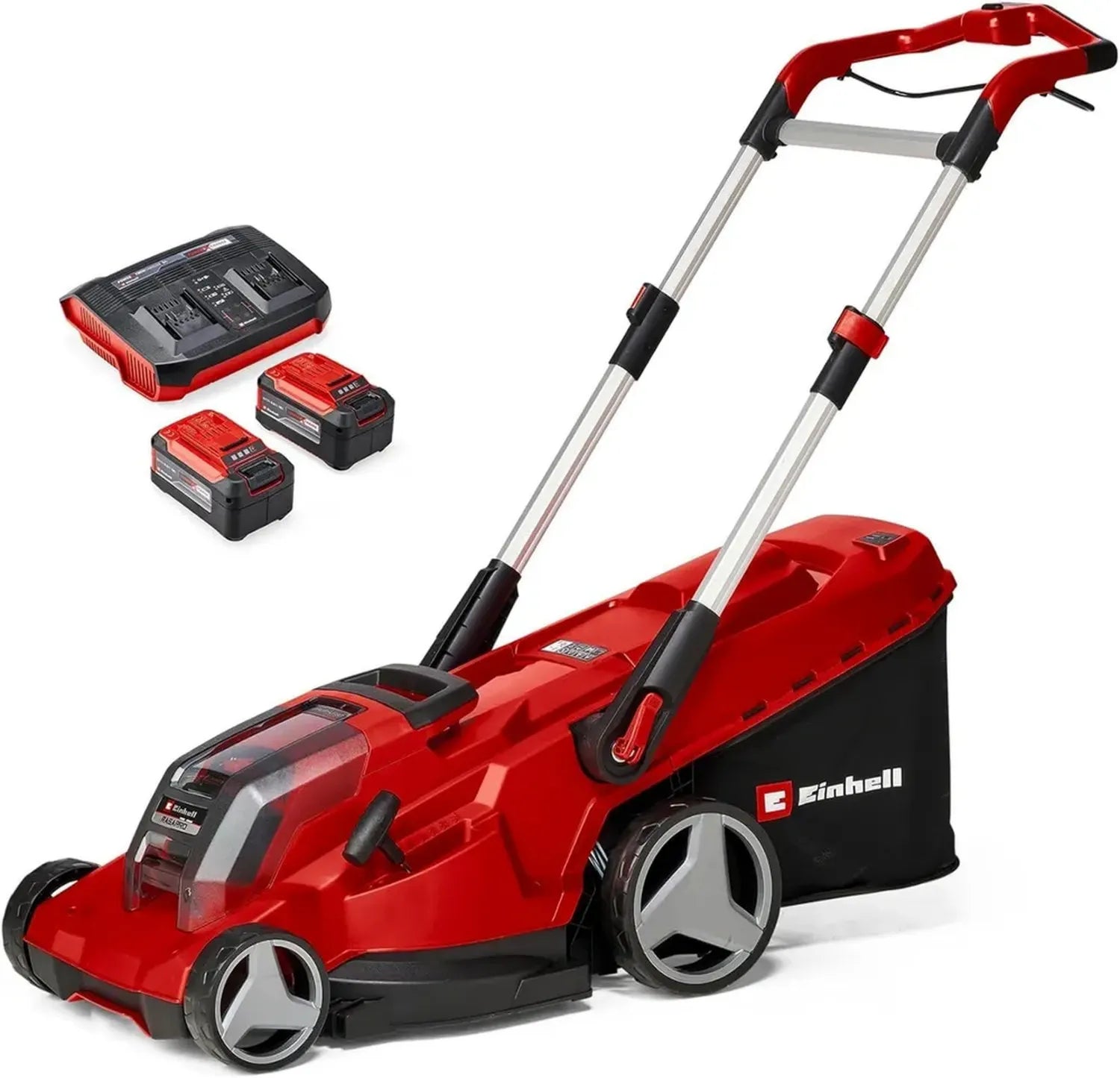Tondeuse à Gazon sans Fil Einhell RASARRO 36/42 Kit Pro, 36V, 42cm, Bac 50L, Moteur Brushless, 2 Batteries 5,2Ah + Chargeur Inclus