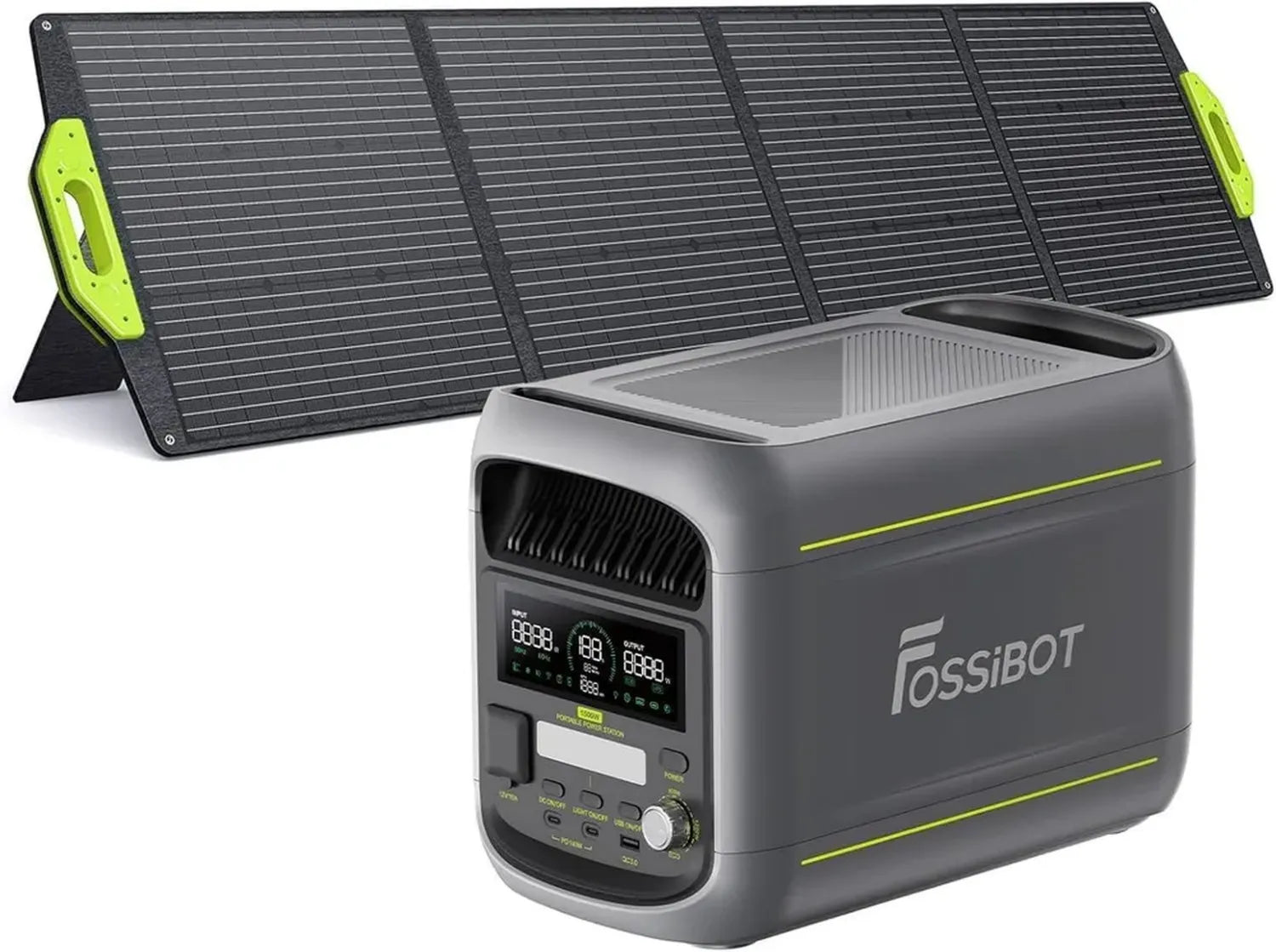 FOSSIBOT F1800 Générateur Portable 1024Wh avec Panneau Solaire 200W, Batterie LiFePO4 1800W, Recharge Rapide, Mode Économie Énergétique, BMS pour Aventures