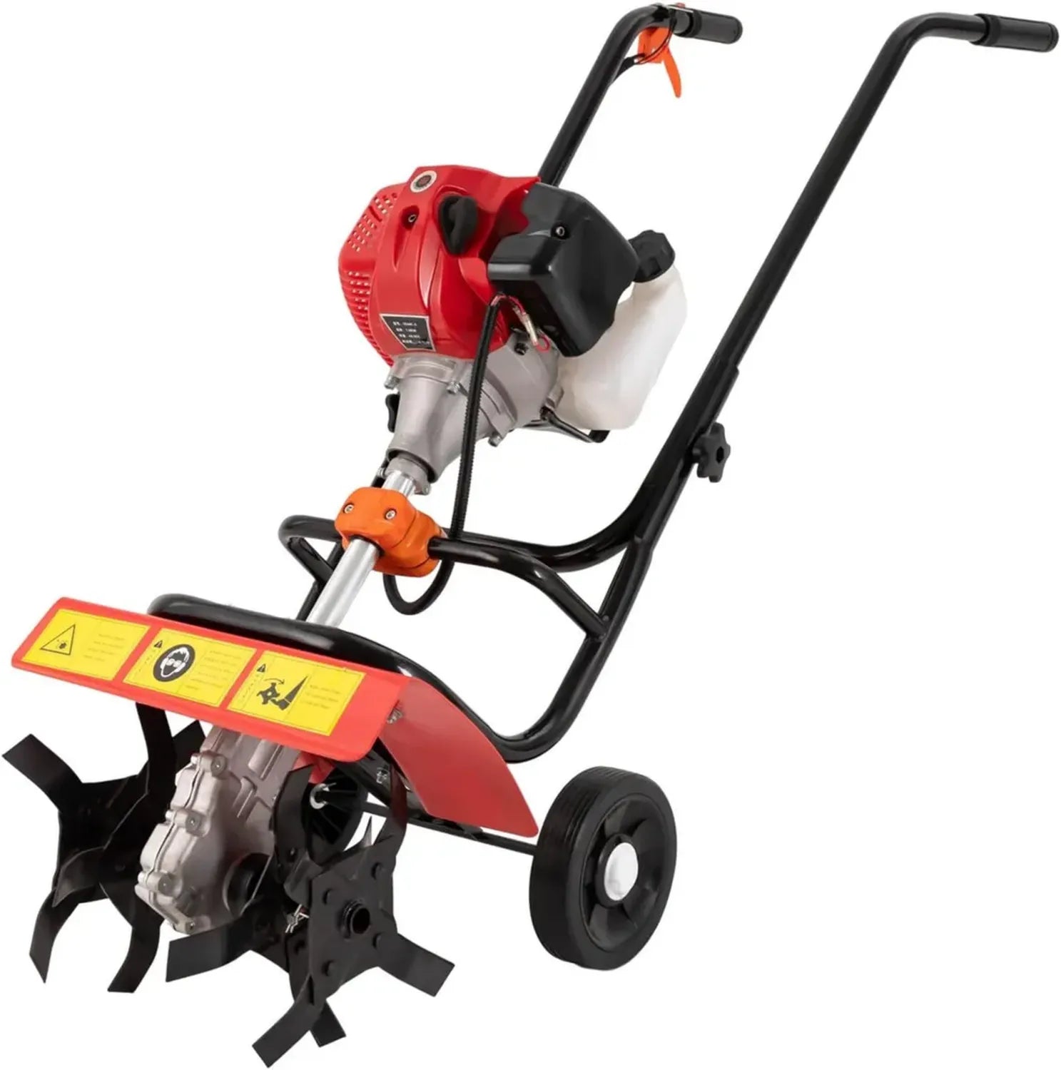 Mini motobineuse à essence 52 cc - Outil de jardinage 2 temps avec poignée longue