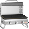 Barbecue à Gaz Portable 3 Brûleurs avec Grille 57x36cm, Couvercle et Thermomètre