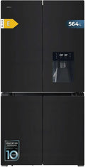 Réfrigérateur Américain Cecotec 4 Portes en Verre Bolero CoolMarket 4D 564 L, Distributeur d'Eau, Économie d'Énergie, Moteur Inverter, Total NoFrost