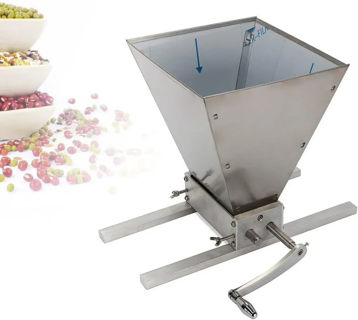 Moulin à céréales électrique en acier inoxydable avec broyeur réglable pour grains, café, avoine, farine, soja et blé - modèle à 2 rouleaux