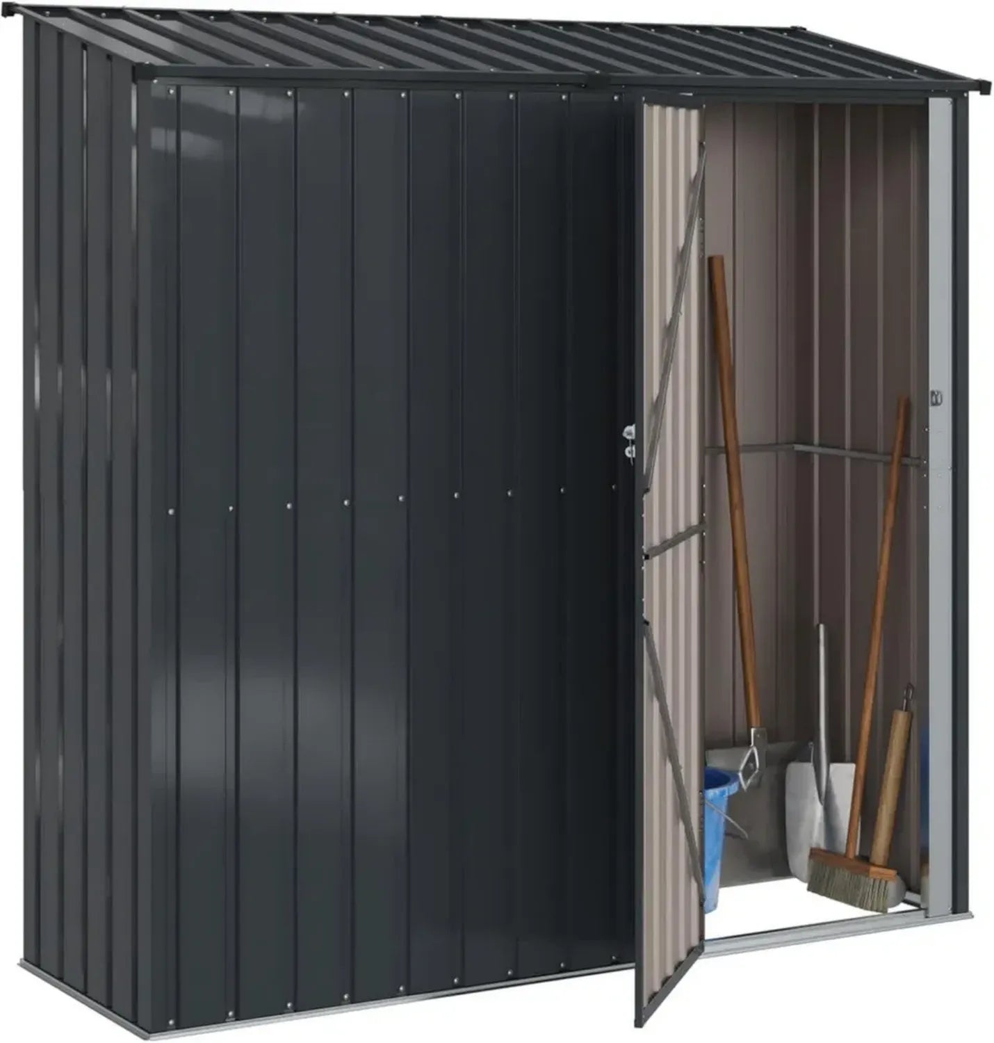Abri de Jardin en Métal Anthracite 204x73x200 cm Résistant aux Intempéries