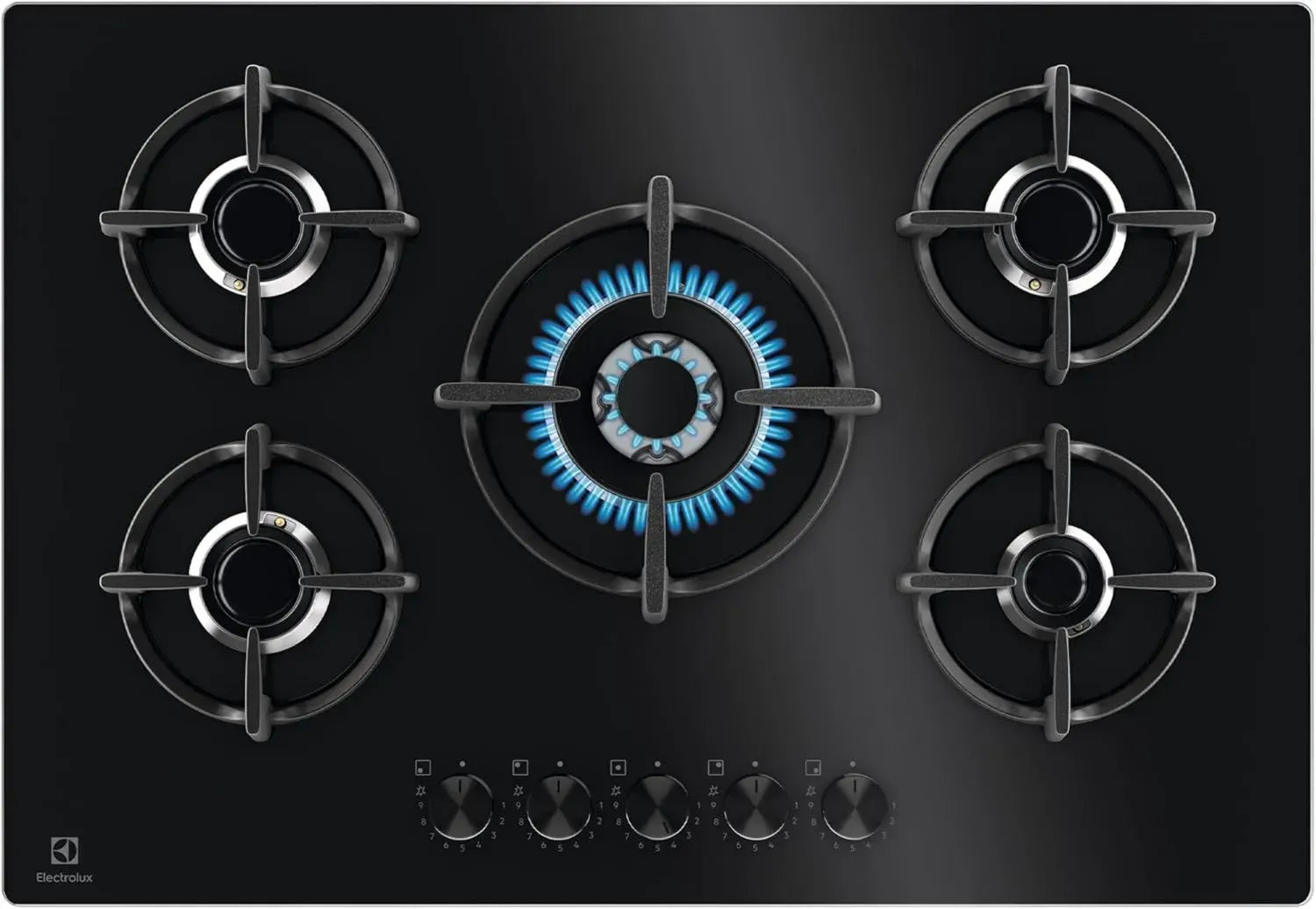 Plaque de Cuisson à Gaz 75 cm 5 Foyers Noir - Modèle EGG75372K