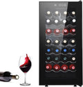 Cave à Vin 32 Bouteilles 78L, Refroidisseur avec Température Ajustable 12-18°C, Écran Tactile, Éclairage LED, Design Élégant Noir