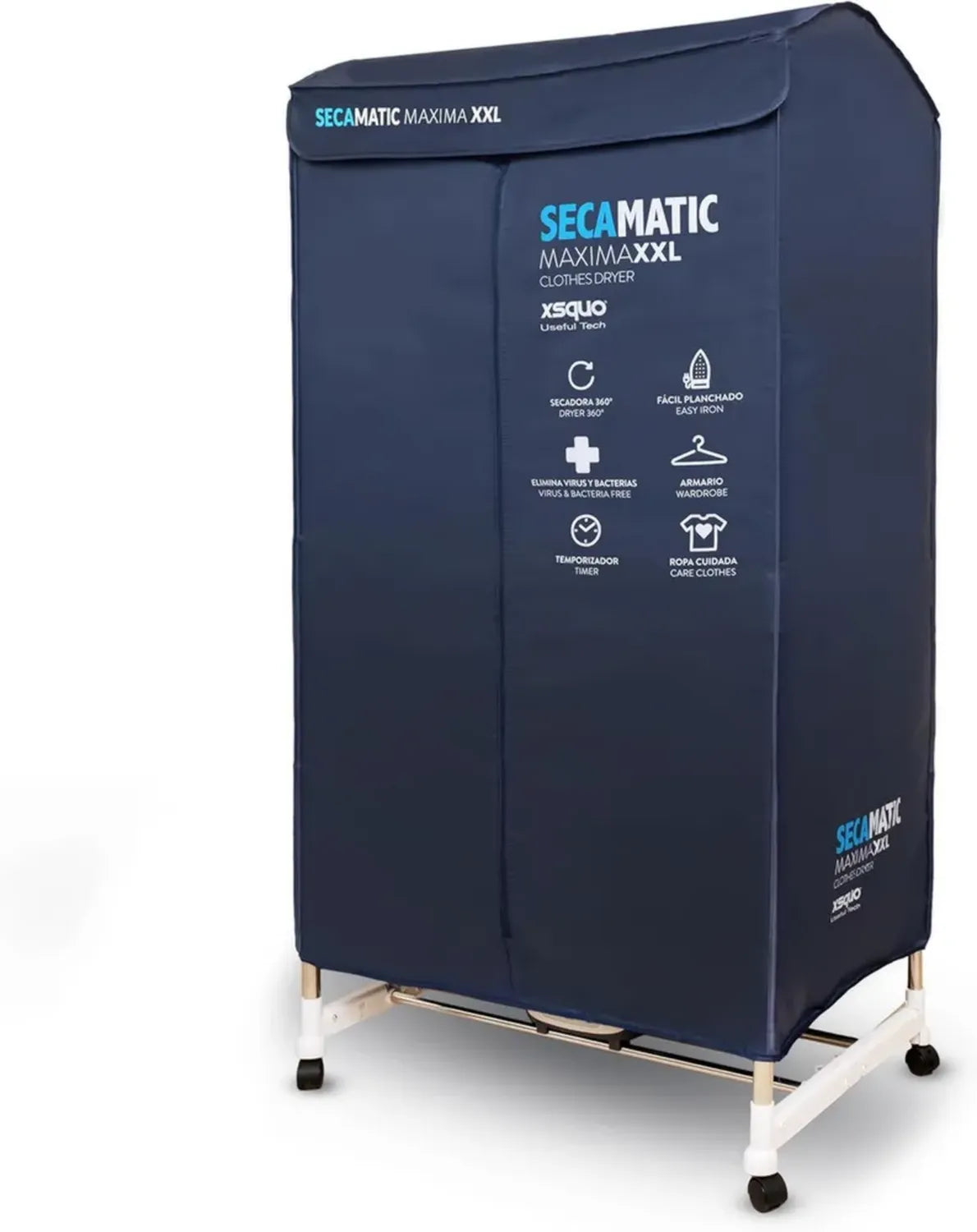 Sèche-linge à ventilation 1200W, capacité 15kg, étendoir 30kg, minuterie 180min, silencieux et multifonction