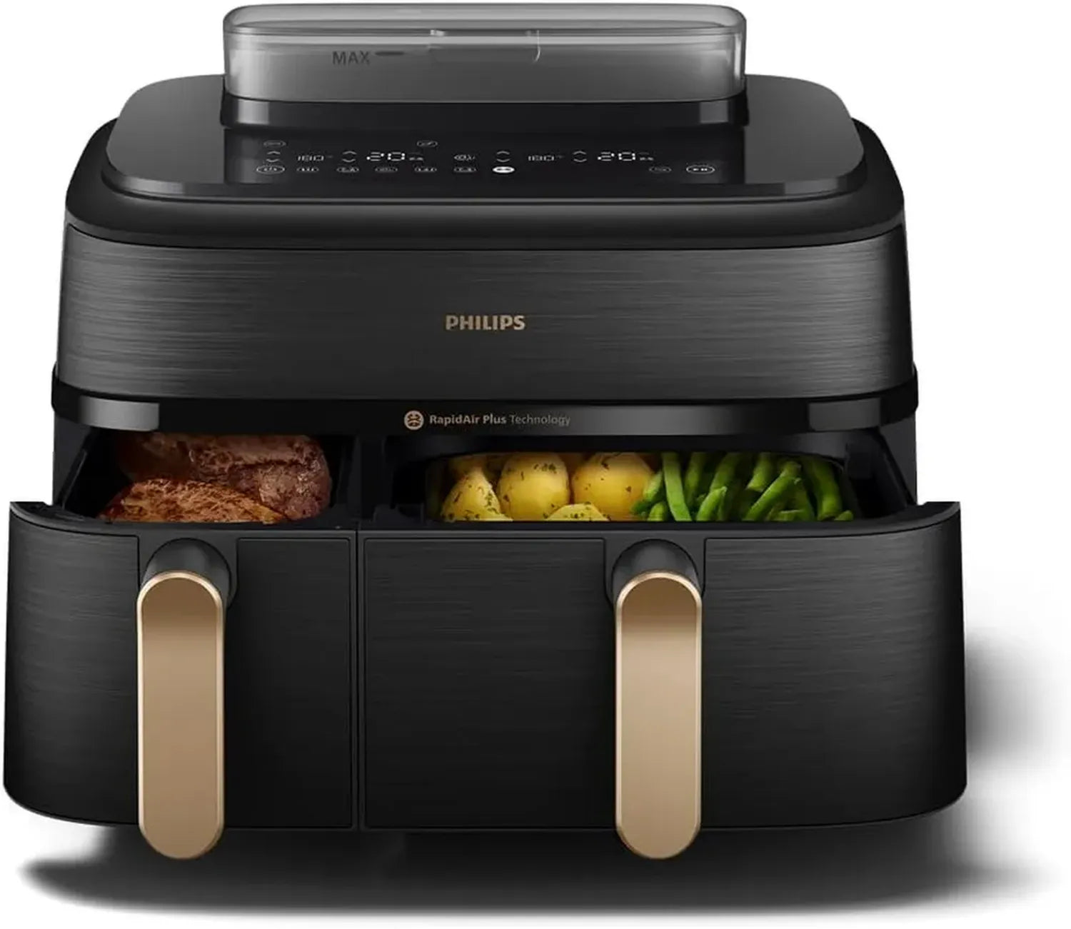 Friteuse à Air Philips Série 5000 - Double Panier avec Cuisson Vapeur, 9L, Technologie RapidAir, 19 Programmes de Cuisson, Réduction de Graisses jusqu'à 90%, Nettoyage Facile