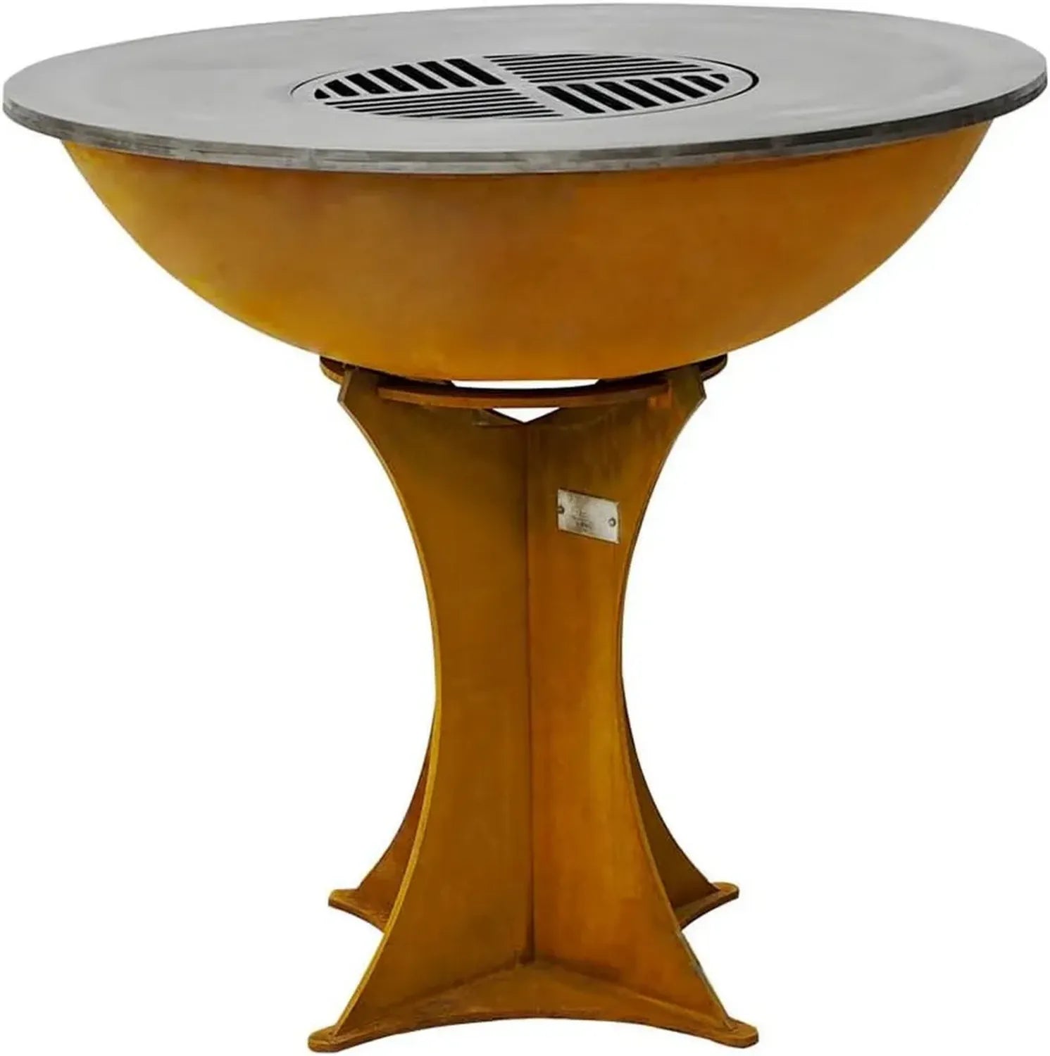 Braséro Grill Plancha en Acier Corten avec Socle Étoilé Ø100cm pour Jardin et Terrasse