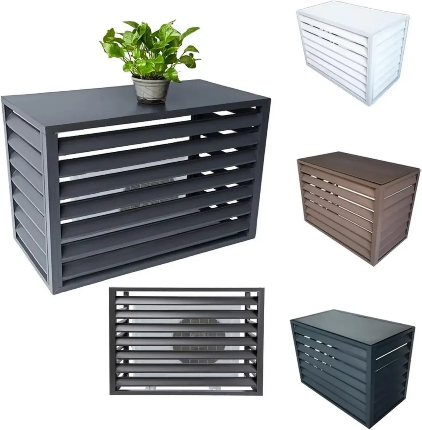 Cache Climatisation Extérieure Aluminium, Grille de Protection Solaire et Pluie, Décoration d'Appareil Blanc 110 x 60 x 80 cm