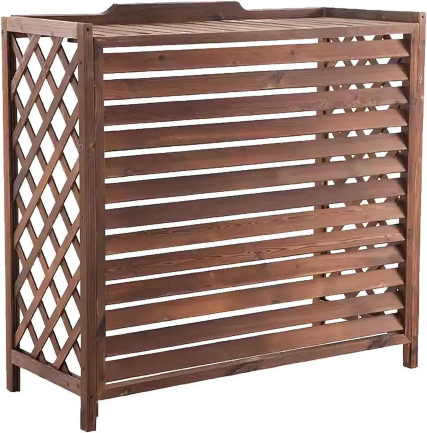 Ensemble Cache-Climatiseur Extérieur en Bois Épais avec Étagère Décorative pour Plantes - Couvre-Radiateur Grand Format