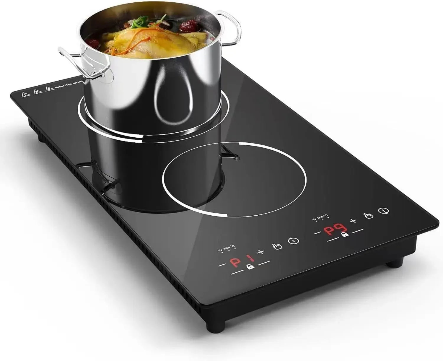 Plaque à Induction Double 3000W, Taque Électrique 9 Niveaux, 51cm, Minuterie & Indicateur de Chaleur, Encastrable ou Autonome