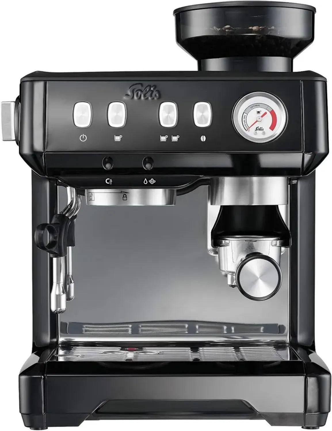 Machine à Expresso Compacte Solis 1018 avec Porte-filtre, Manomètre et Buse Vapeur