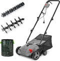 Scarificateur Électrique 1500W 2-en-1, Largeur 32cm, 4 Niveaux de Profondeur, 3000 RPM, Bac 30L, Gris