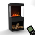Cheminée Électrique à Vapeur d'Eau avec Effet Flammes 3D et Crépitement - LED et Télécommande, Noir, 55x110x40 cm