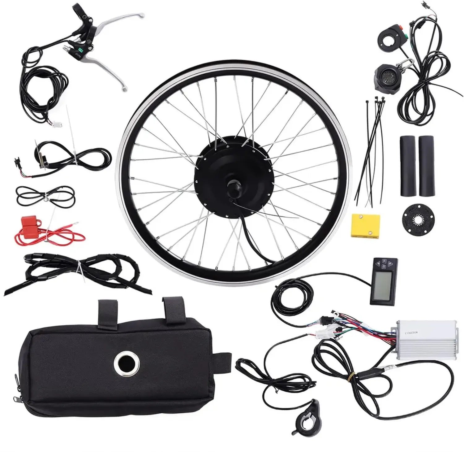 Ensemble de conversion vélo électrique 20', 36V 350W avec écran LCD, 5 vitesses réglables, 28 km/h, 30 Nm, avec sac pour contrôleur